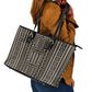 Mali Mud Cloth Bogolanfini Pattern Leather Tote Bag - African Pride