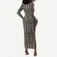 Mali Mud Cloth Bogolanfini Pattern Long Sleeve Bodycon Dress - African Pride