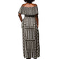 Mali Mud Cloth Bogolanfini Pattern Off Shoulder Maxi Dress - African Pride