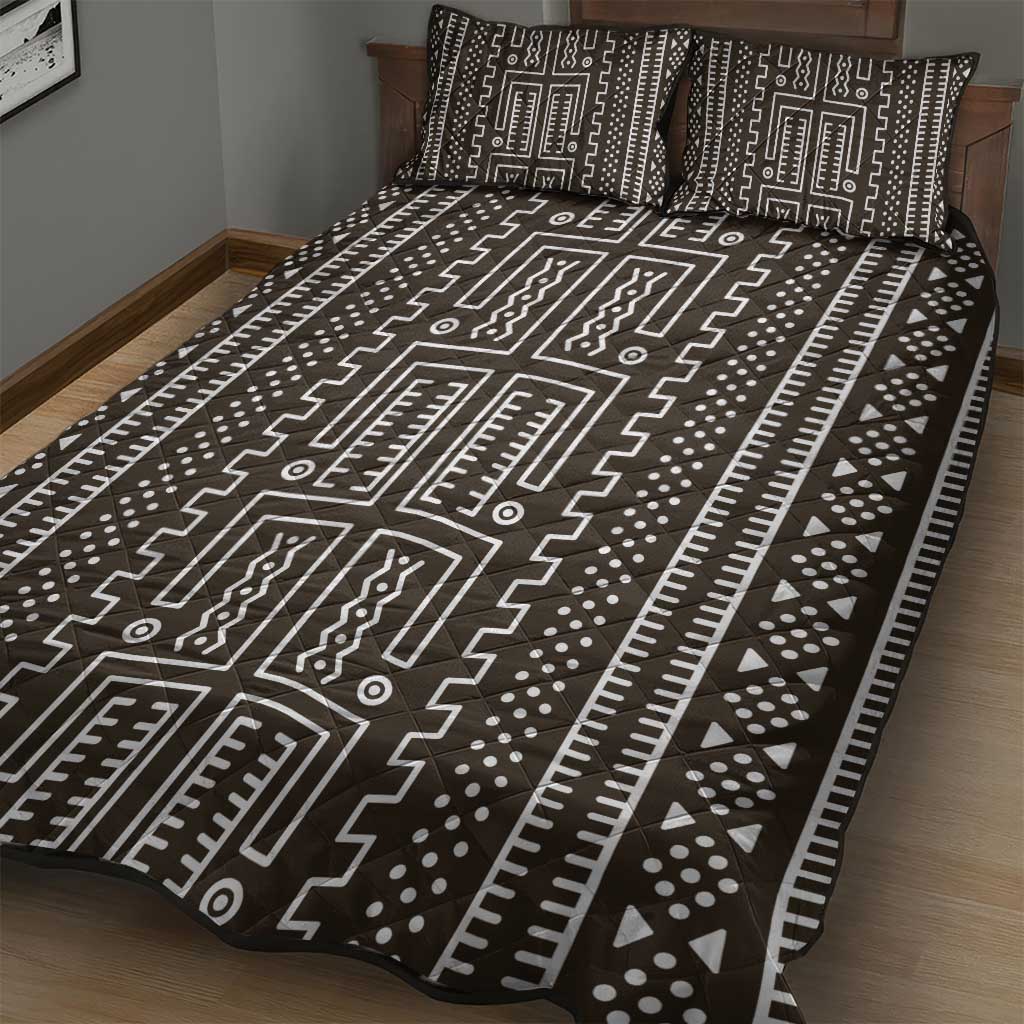 Mali Mud Cloth Bogolanfini Pattern Quilt Bed Set - African Pride