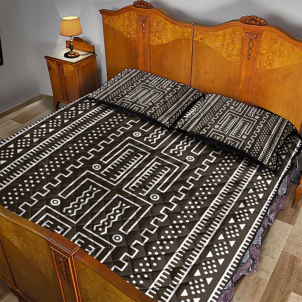 Mali Mud Cloth Bogolanfini Pattern Quilt Bed Set - African Pride