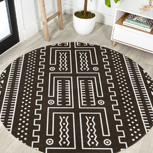 Mali Mud Cloth Bogolanfini Pattern Round Carpet - African Pride