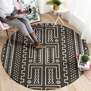 Mali Mud Cloth Bogolanfini Pattern Round Carpet - African Pride