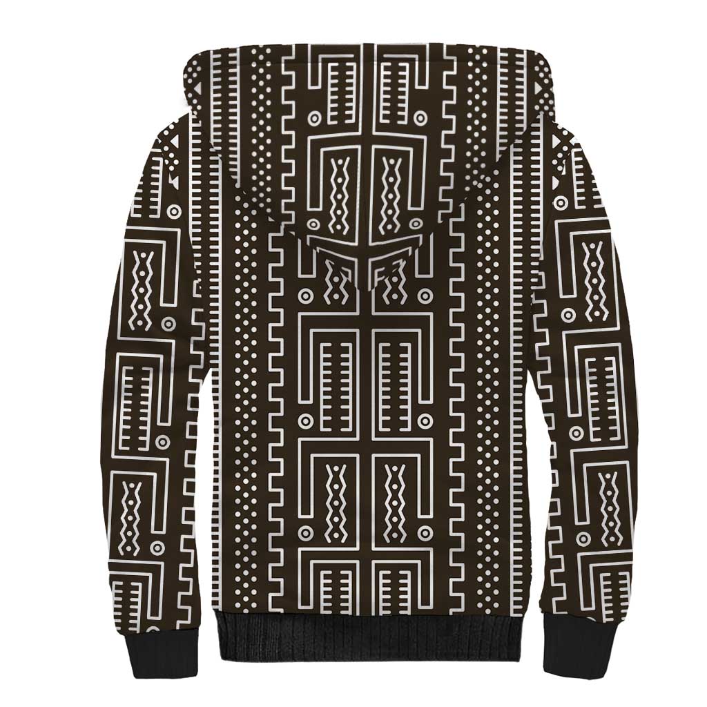 Mali Mud Cloth Bogolanfini Pattern Sherpa Hoodie - African Pride