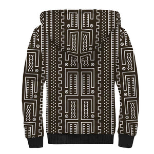 Mali Mud Cloth Bogolanfini Pattern Sherpa Hoodie - African Pride