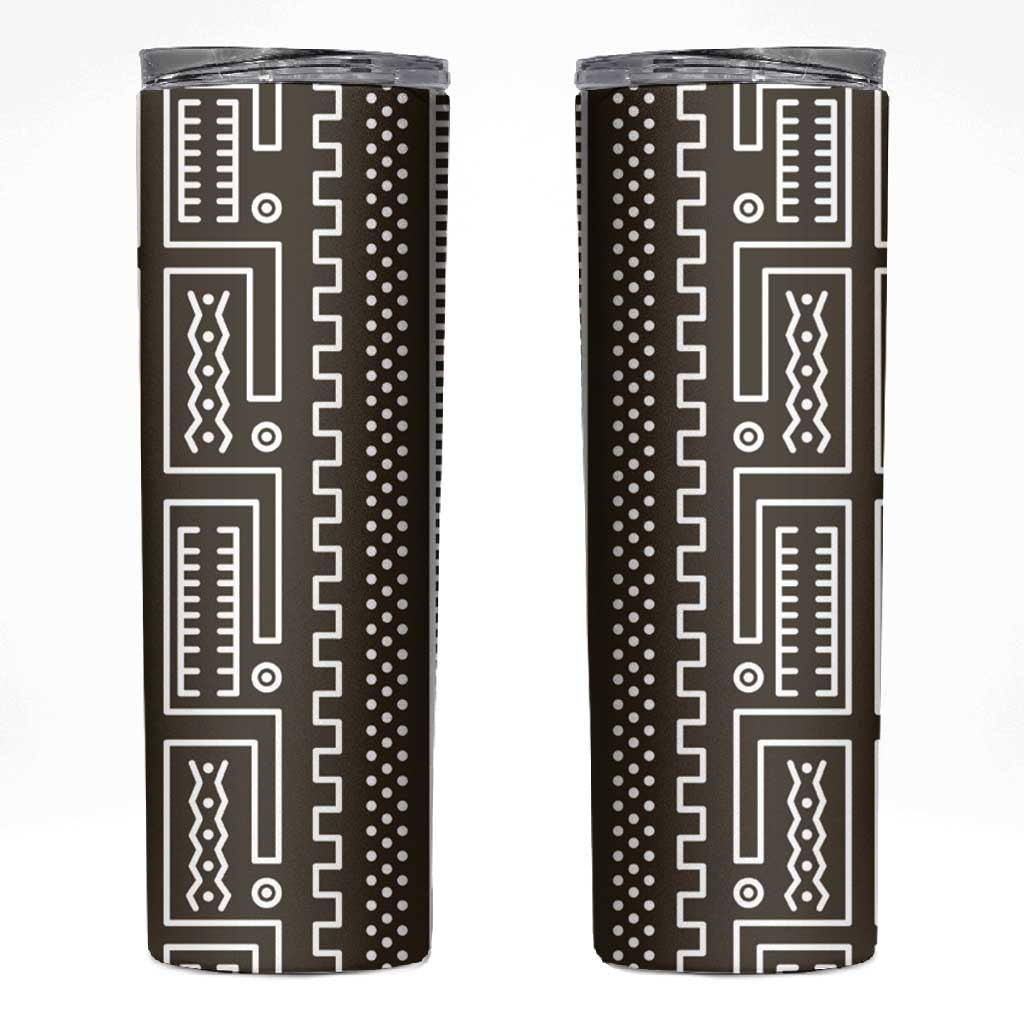 Mali Mud Cloth Bogolanfini Pattern Skinny Tumbler - African Pride