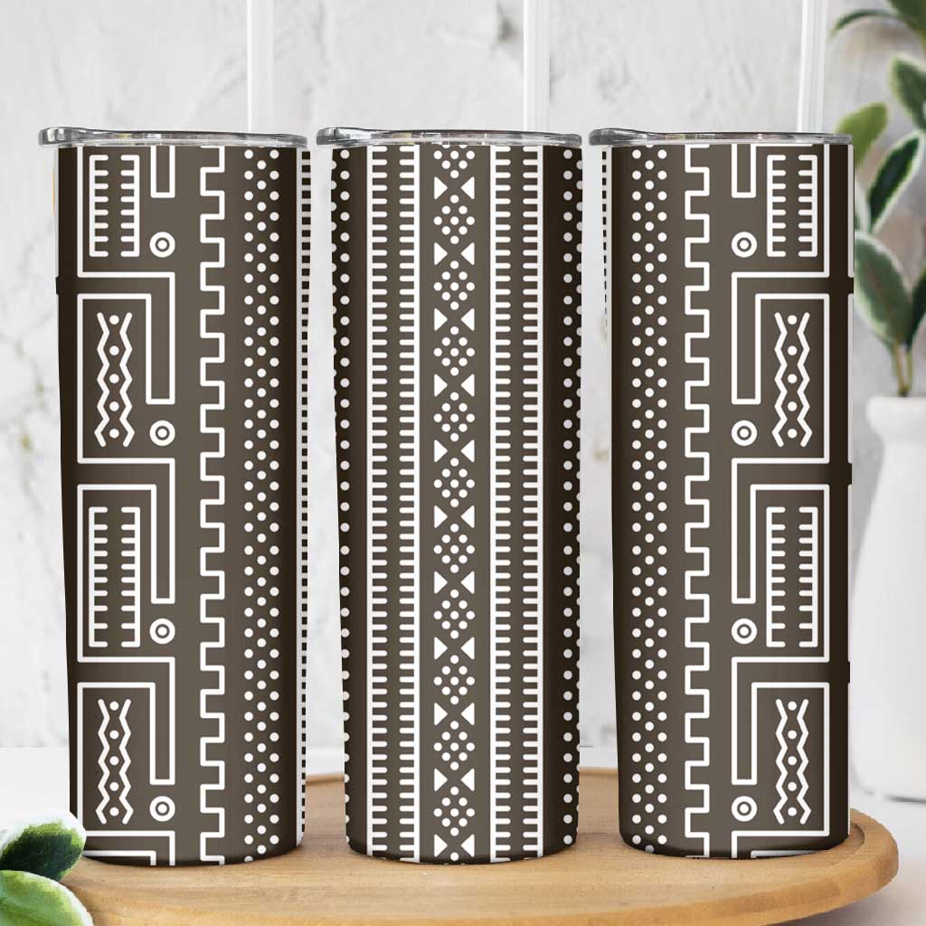Mali Mud Cloth Bogolanfini Pattern Skinny Tumbler - African Pride