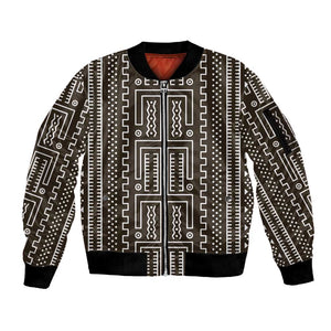 Mali Mud Cloth Bogolanfini Pattern Sleeve Zip Bomber Jacket - African Pride