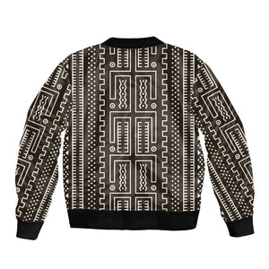 Mali Mud Cloth Bogolanfini Pattern Sleeve Zip Bomber Jacket - African Pride