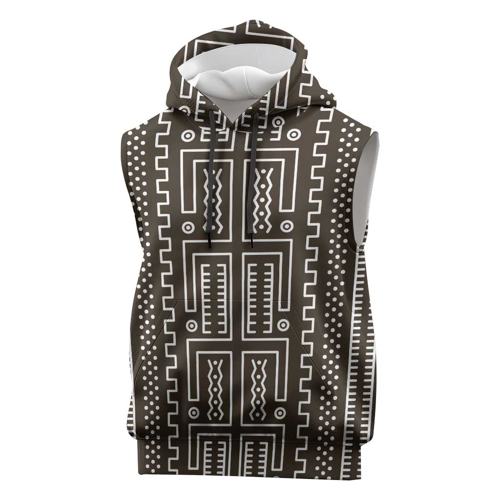 Mali Mud Cloth Bogolanfini Pattern Sleeveless Hoodie - African Pride