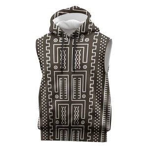 Mali Mud Cloth Bogolanfini Pattern Sleeveless Hoodie - African Pride
