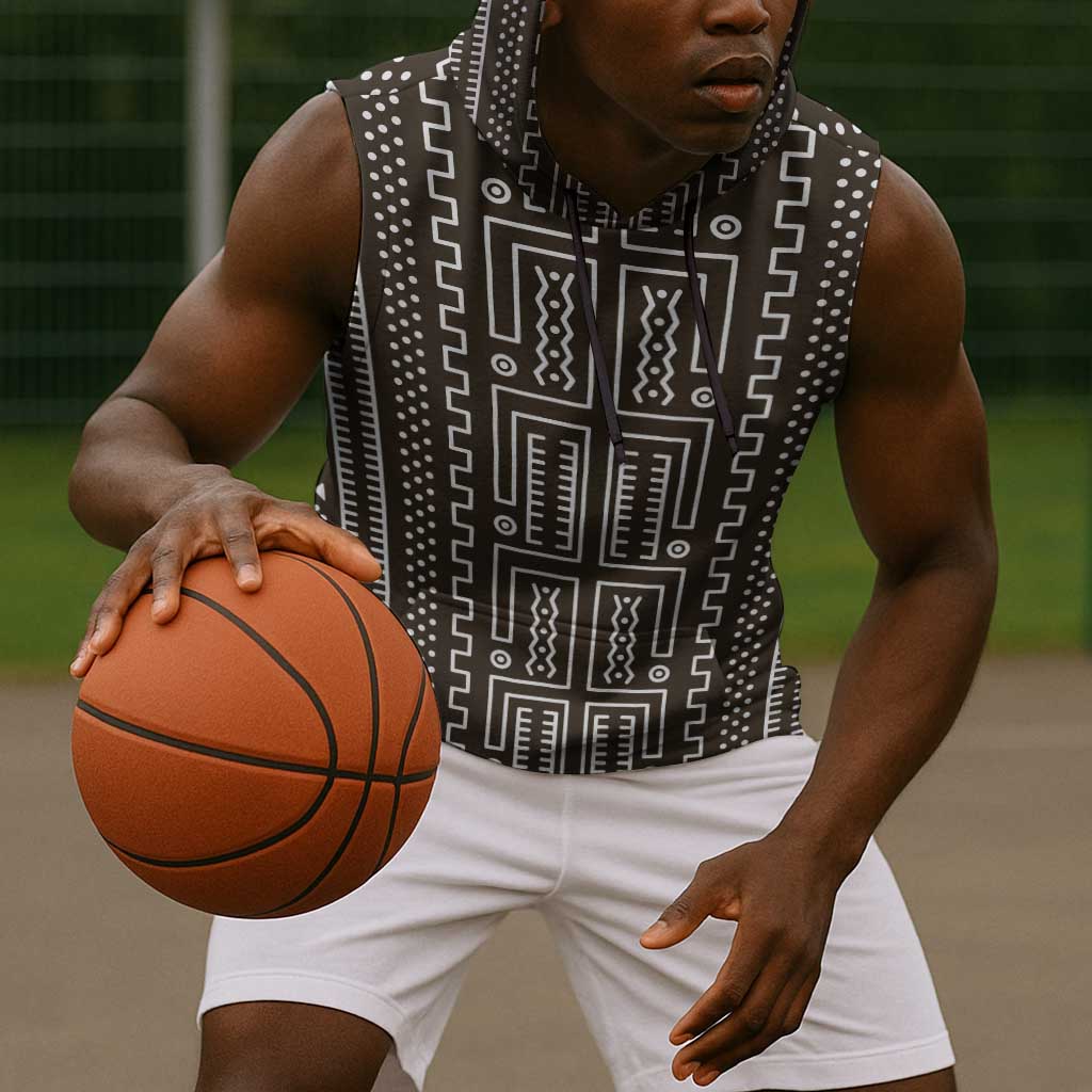 Mali Mud Cloth Bogolanfini Pattern Sleeveless Hoodie - African Pride