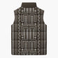 Mali Mud Cloth Sleeveless Puffer Jacket Bogolanfini Pattern