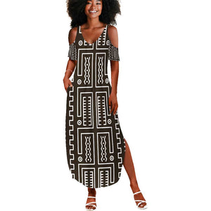 Mali Mud Cloth Bogolanfini Pattern Summer Maxi Dress - African Pride