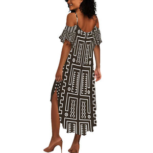 Mali Mud Cloth Bogolanfini Pattern Summer Maxi Dress - African Pride