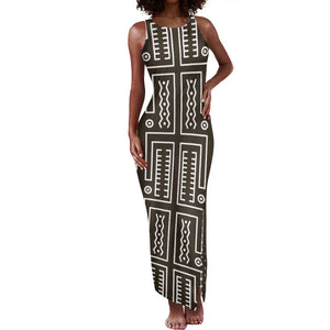 Mali Mud Cloth Bogolanfini Pattern Tank Maxi Dress - African Pride