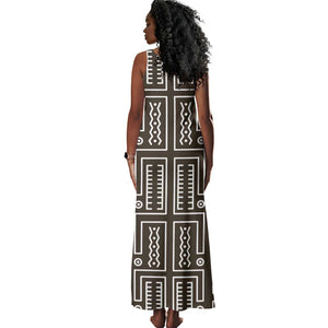 Mali Mud Cloth Bogolanfini Pattern Tank Maxi Dress - African Pride
