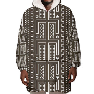 Mali Mud Cloth Bogolanfini Pattern Wearable Blanket Hoodie - African Pride