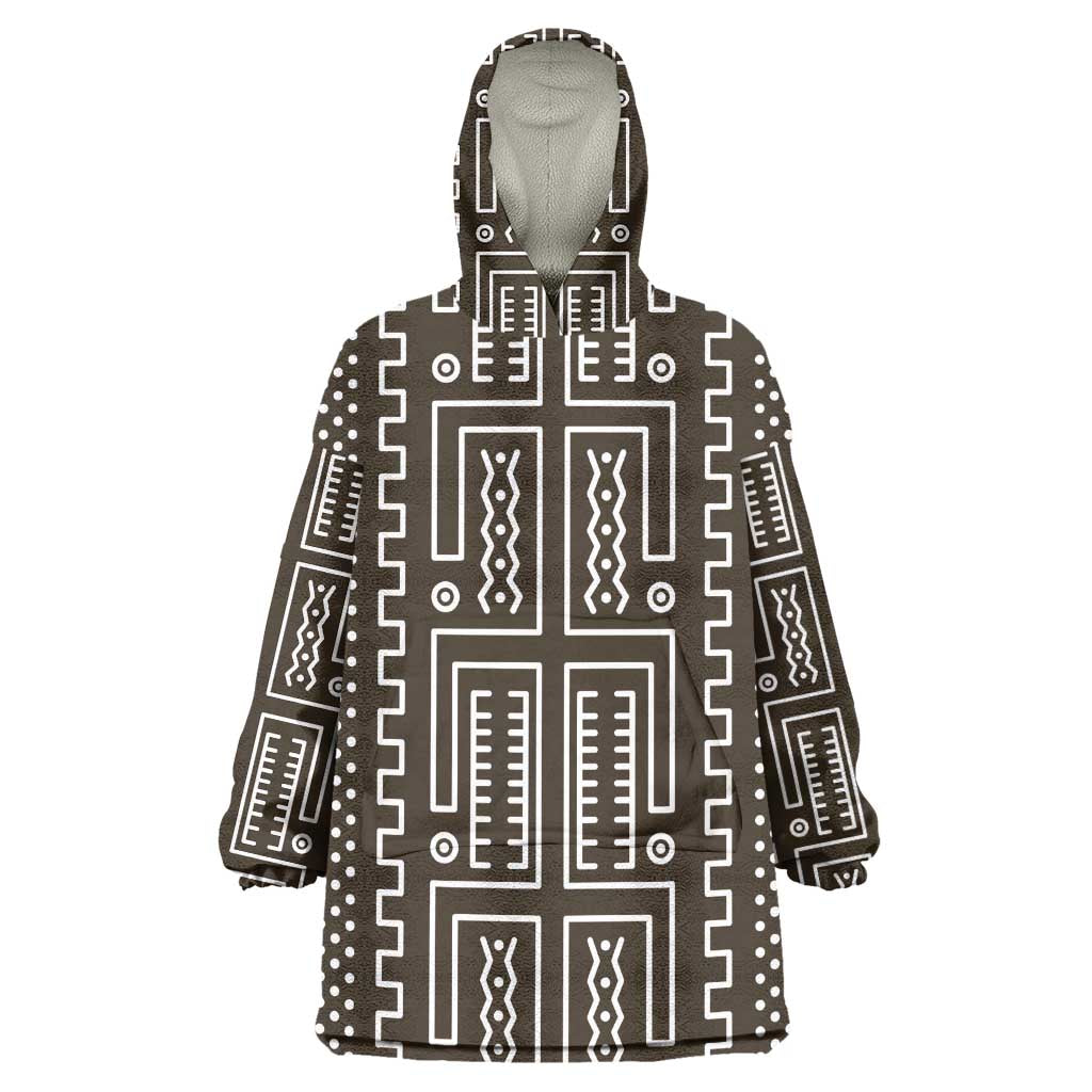 Mali Mud Cloth Bogolanfini Pattern Wearable Blanket Hoodie - African Pride