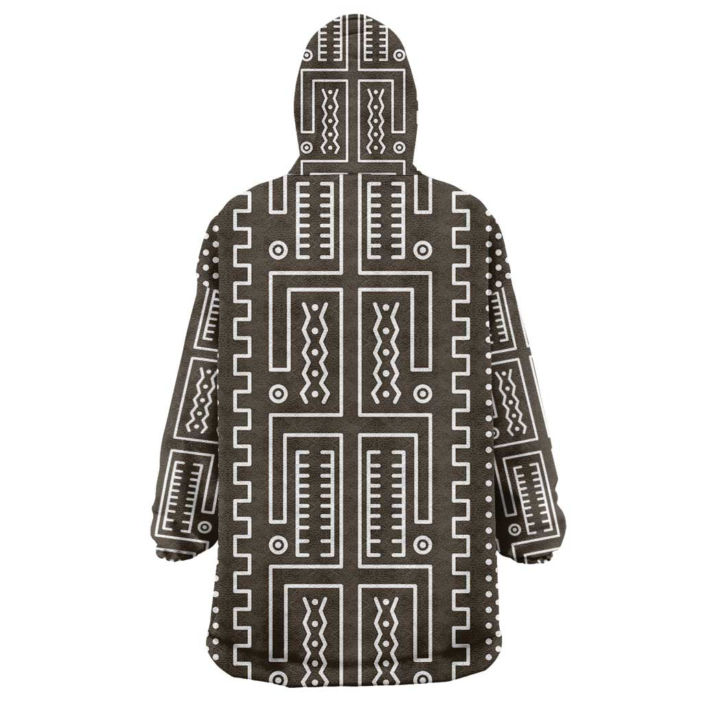 Mali Mud Cloth Bogolanfini Pattern Wearable Blanket Hoodie - African Pride