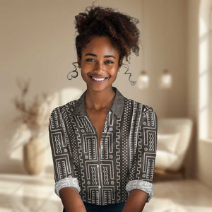Mali Mud Cloth Bogolanfini Pattern Women Casual Shirt - African Pride