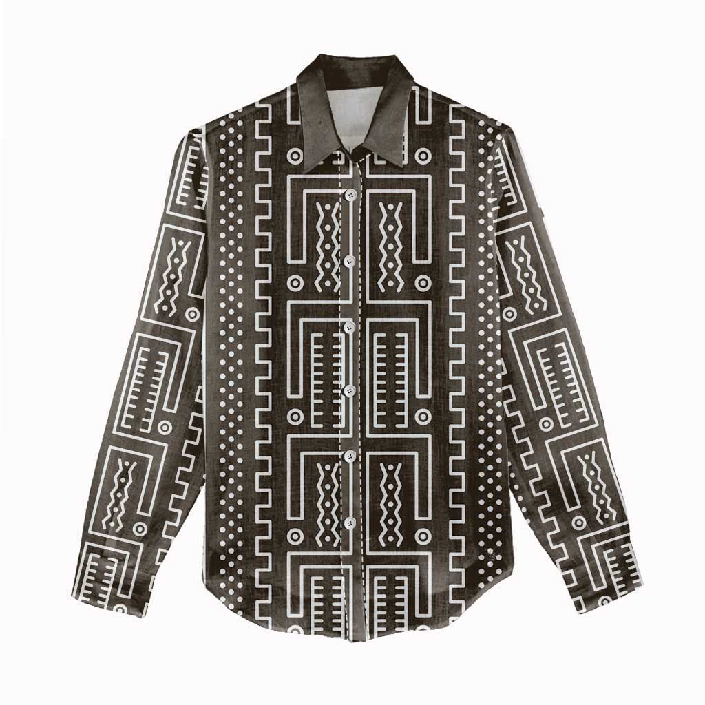 Mali Mud Cloth Bogolanfini Pattern Women Casual Shirt - African Pride