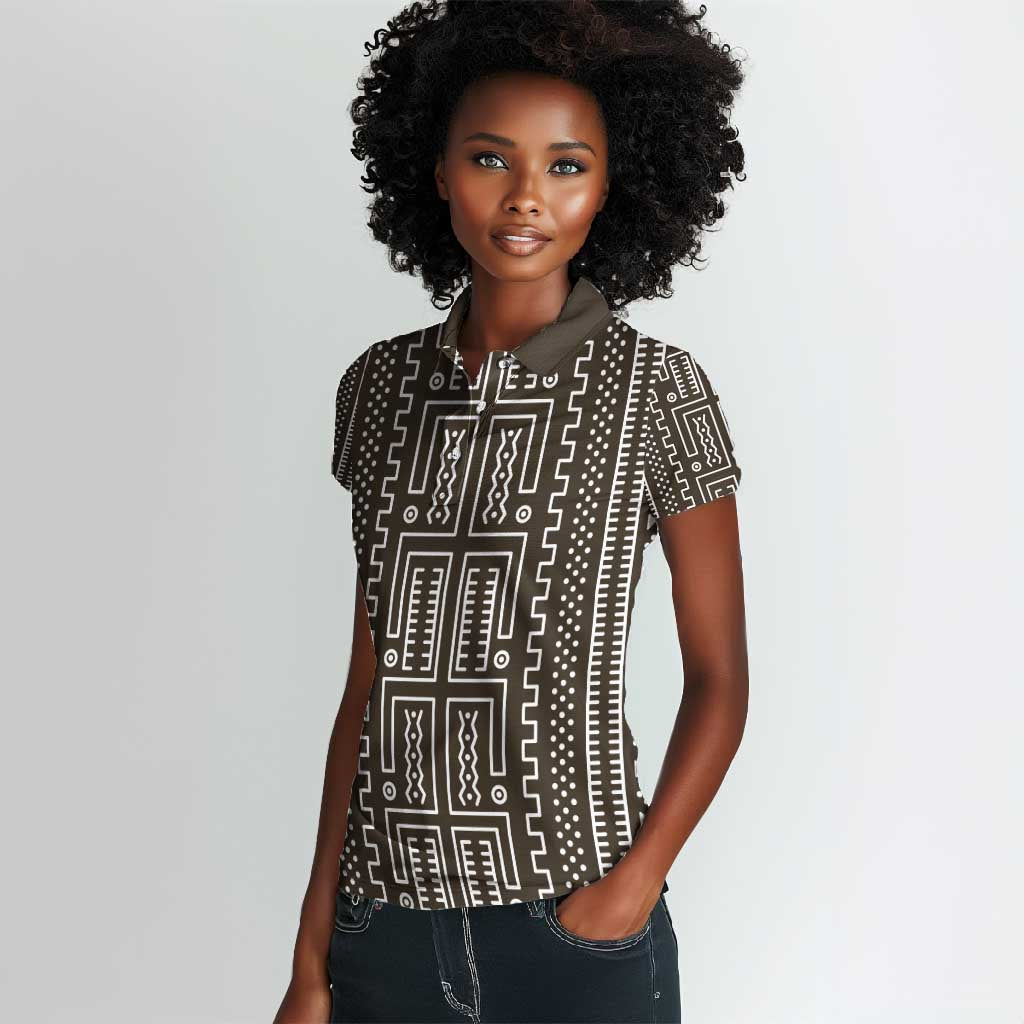 Mali Mud Cloth Bogolanfini Pattern Women Polo Shirt - African Pride