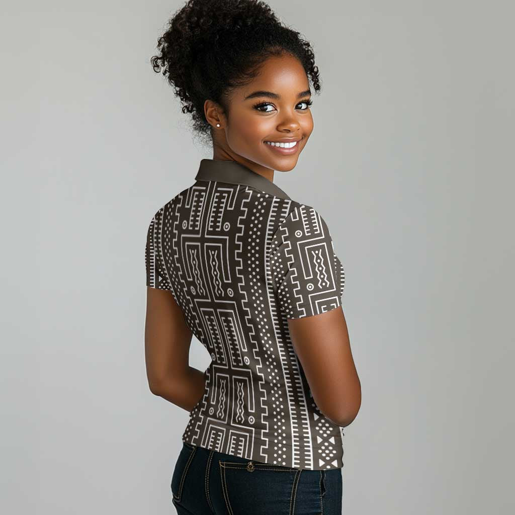 Mali Mud Cloth Bogolanfini Pattern Women Polo Shirt - African Pride