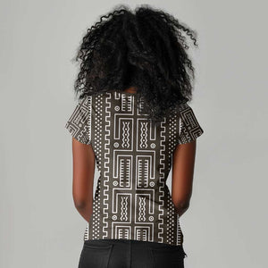 Mali Mud Cloth Bogolanfini Pattern Women V-Neck T-Shirt - African Pride