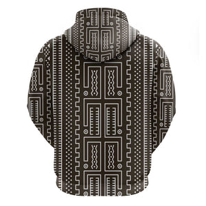 Mali Mud Cloth Bogolanfini Pattern Zip Hoodie - African Pride