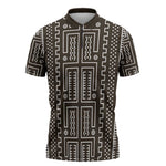 Mali Mud Cloth Zipper Polo Shirt Bogolanfini Pattern