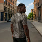 Mali Mud Cloth Zipper Polo Shirt Bogolanfini Pattern