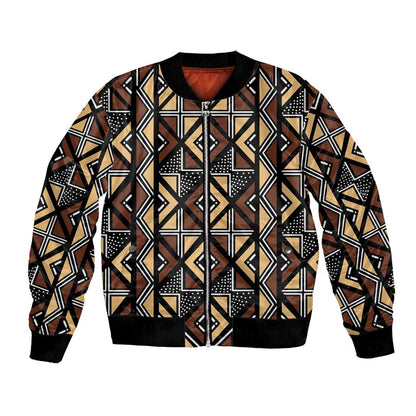 Mali Mud Cloth Legacy Bomber Jacket African Tribal Pattern - African Pride