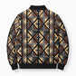 Mali Mud Cloth Legacy Pattern Bomber Puffer Jacket Ethnic Geometry Style