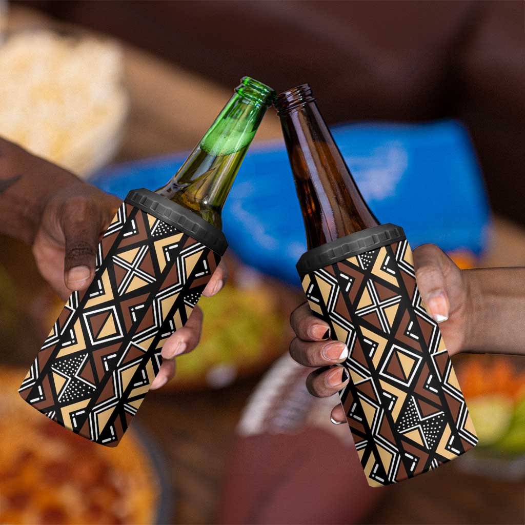 Mali Mud Cloth Legacy 4 in 1 Can Cooler Tumbler African Tribal Pattern - African Pride