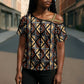 Mali Mud Cloth Legacy Pattern Cross Shoulder Shirt Ethnic Geometry Style