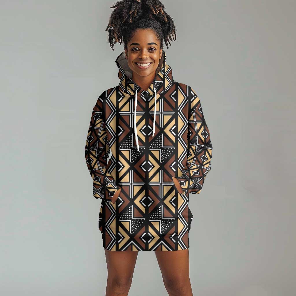 Mali Mud Cloth Legacy Hoodie Dress African Tribal Pattern - African Pride