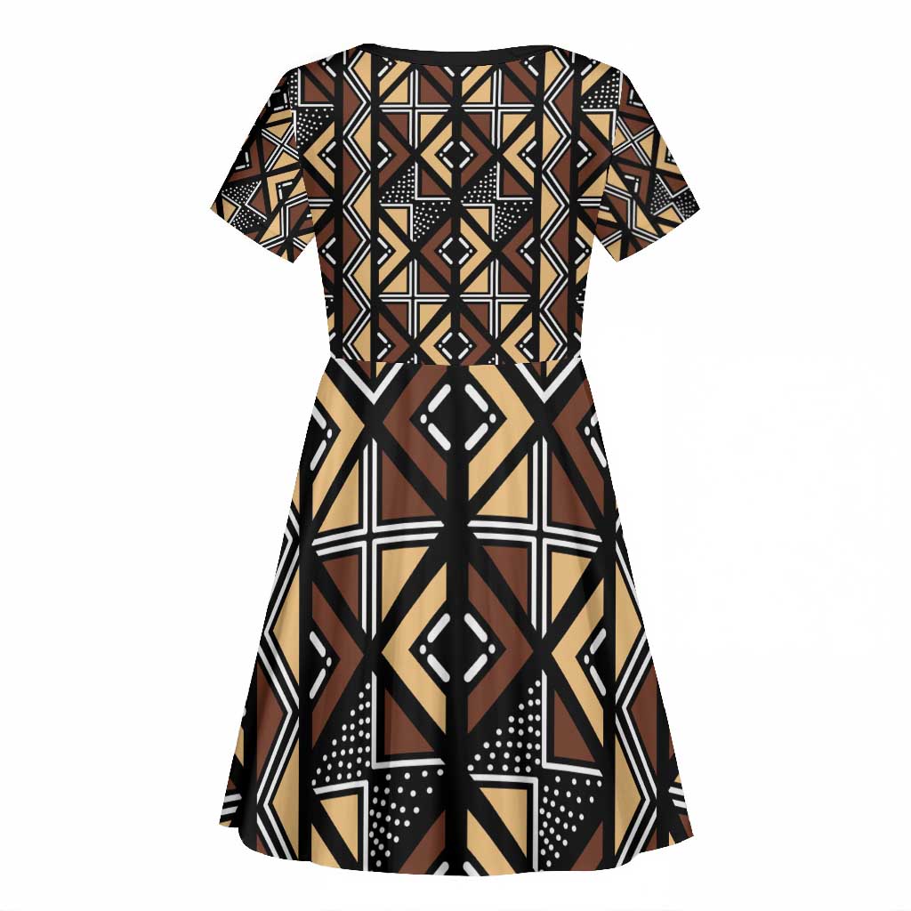 Mali Mud Cloth Legacy Kid Short Sleeve Dress African Tribal Pattern - African Pride