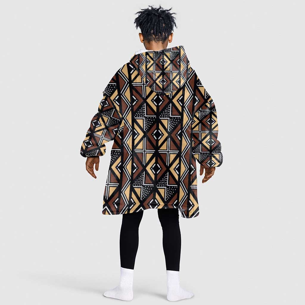 Mali Mud Cloth Legacy Kid Wearable Blanket Hoodie African Tribal Pattern - African Pride