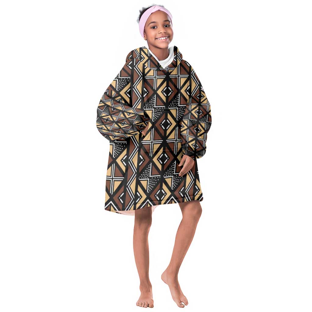 Mali Mud Cloth Legacy Kid Wearable Blanket Hoodie African Tribal Pattern - African Pride