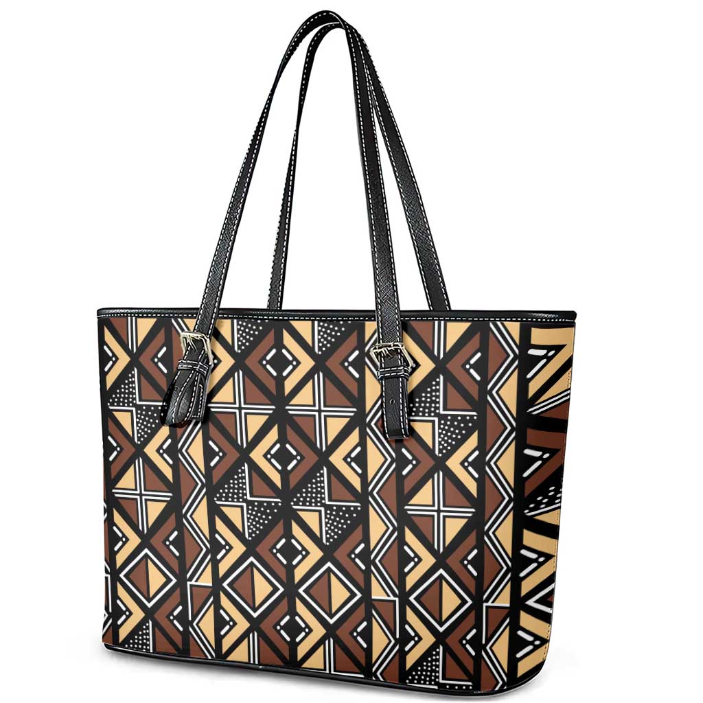 Mali Mud Cloth Legacy Leather Tote Bag African Tribal Pattern - African Pride