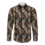 Mali Mud Cloth Legacy Long Sleeve Button Shirt African Tribal Pattern - African Pride