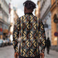 Mali Mud Cloth Legacy Long Sleeve Button Shirt African Tribal Pattern - African Pride