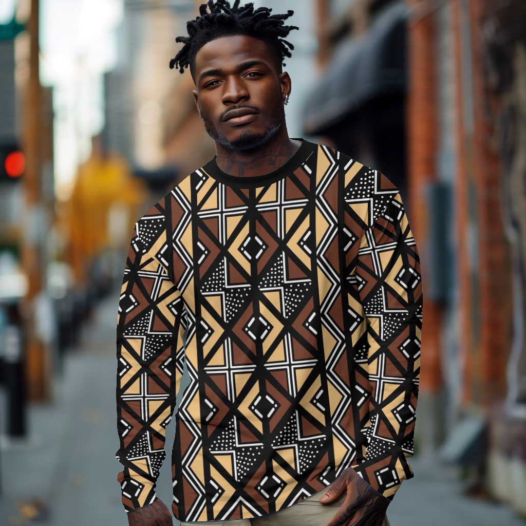 Mali Mud Cloth Legacy Long Sleeve Shirt African Tribal Pattern - African Pride