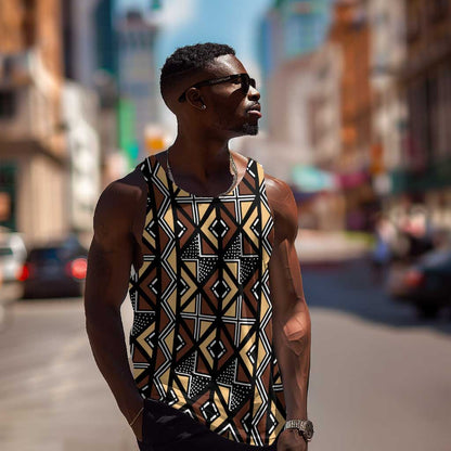 Mali Mud Cloth Legacy Men Tank Top African Tribal Pattern - African Pride