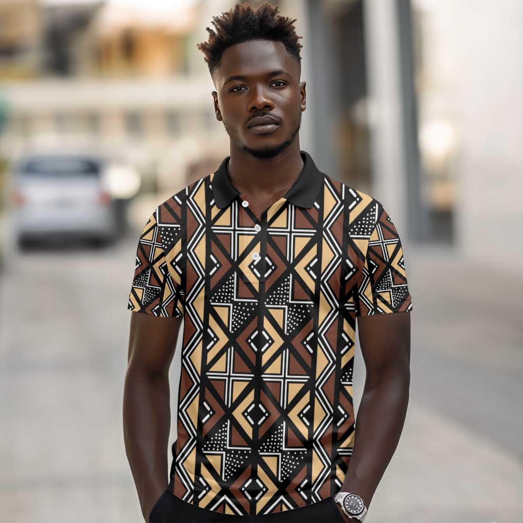 Mali Mud Cloth Legacy Polo Shirt African Tribal Pattern - African Pride