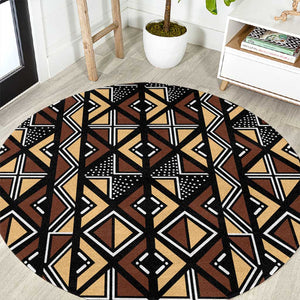 Mali Mud Cloth Legacy Round Carpet African Tribal Pattern - African Pride