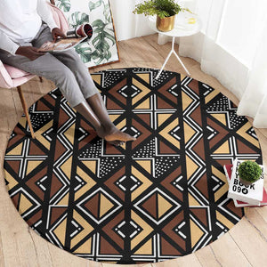 Mali Mud Cloth Legacy Round Carpet African Tribal Pattern - African Pride
