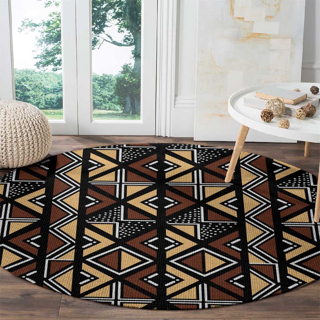 Mali Mud Cloth Legacy Round Carpet African Tribal Pattern - African Pride