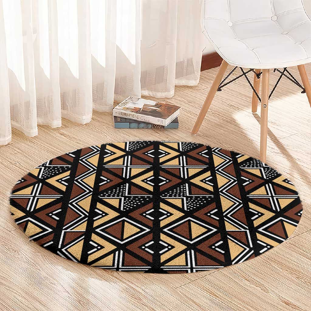 Mali Mud Cloth Legacy Round Carpet African Tribal Pattern - African Pride